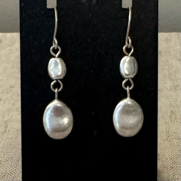 Silver Tone Drop Earrings - Picture 3 of 4